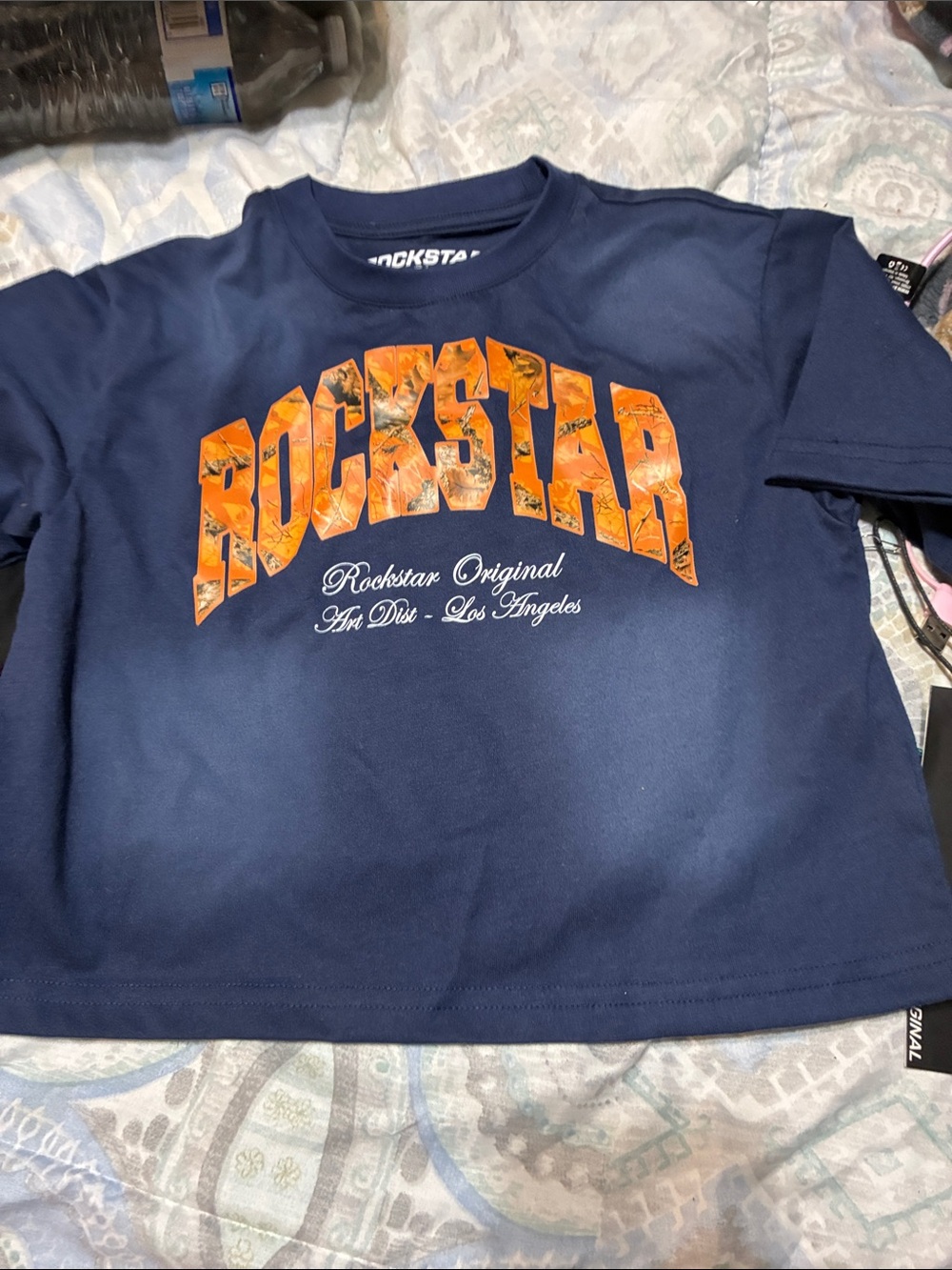 Rockstar Kids Navy Short-Sleeve Tee with Orange Graphic